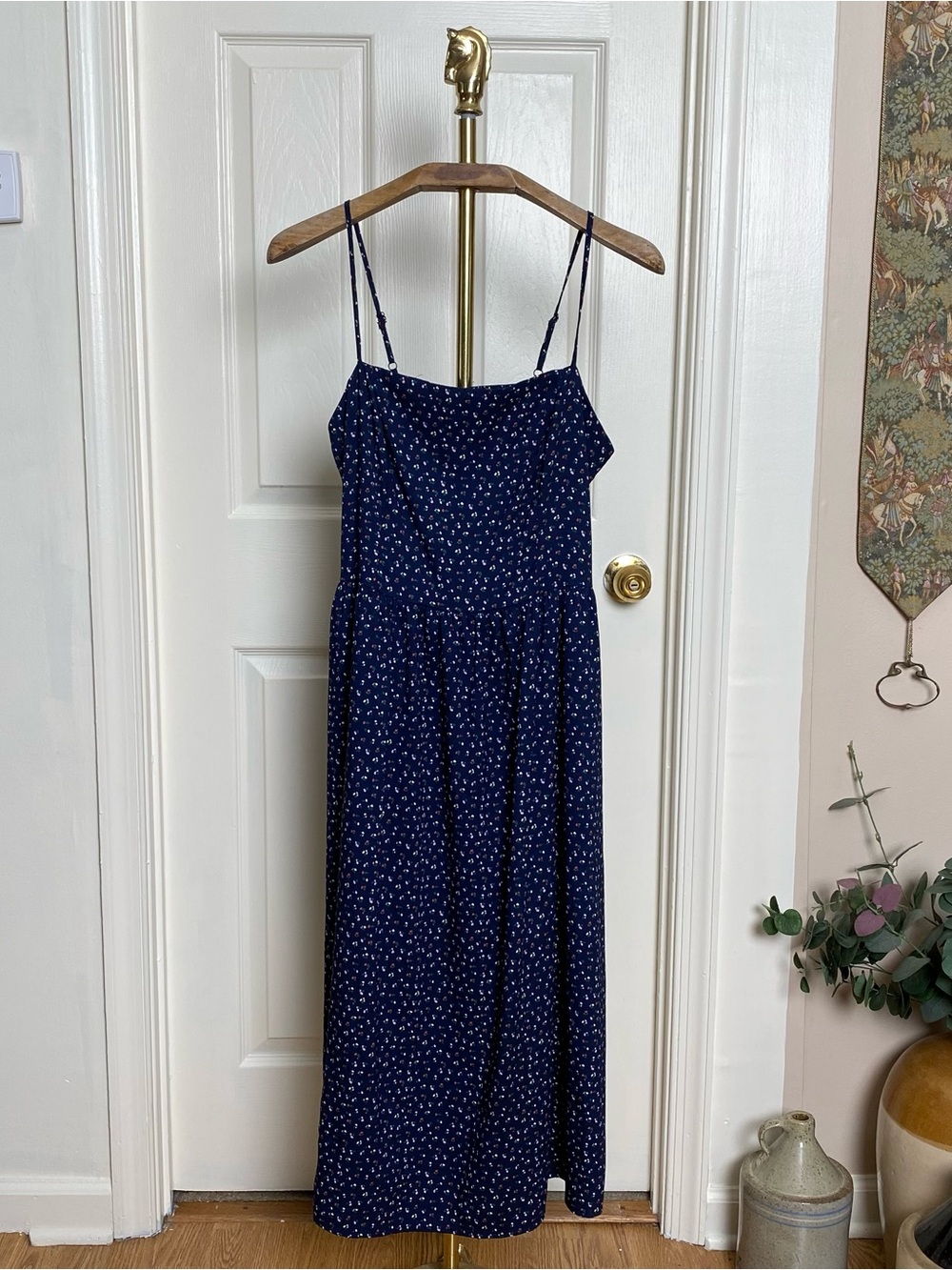 Goodthreads Navy Blue Floral Tank Midi Dress